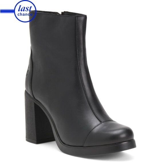 FLY LONDON Black Made In Portugal Leather Heeled Comfort Booties - Picture 1 of 2